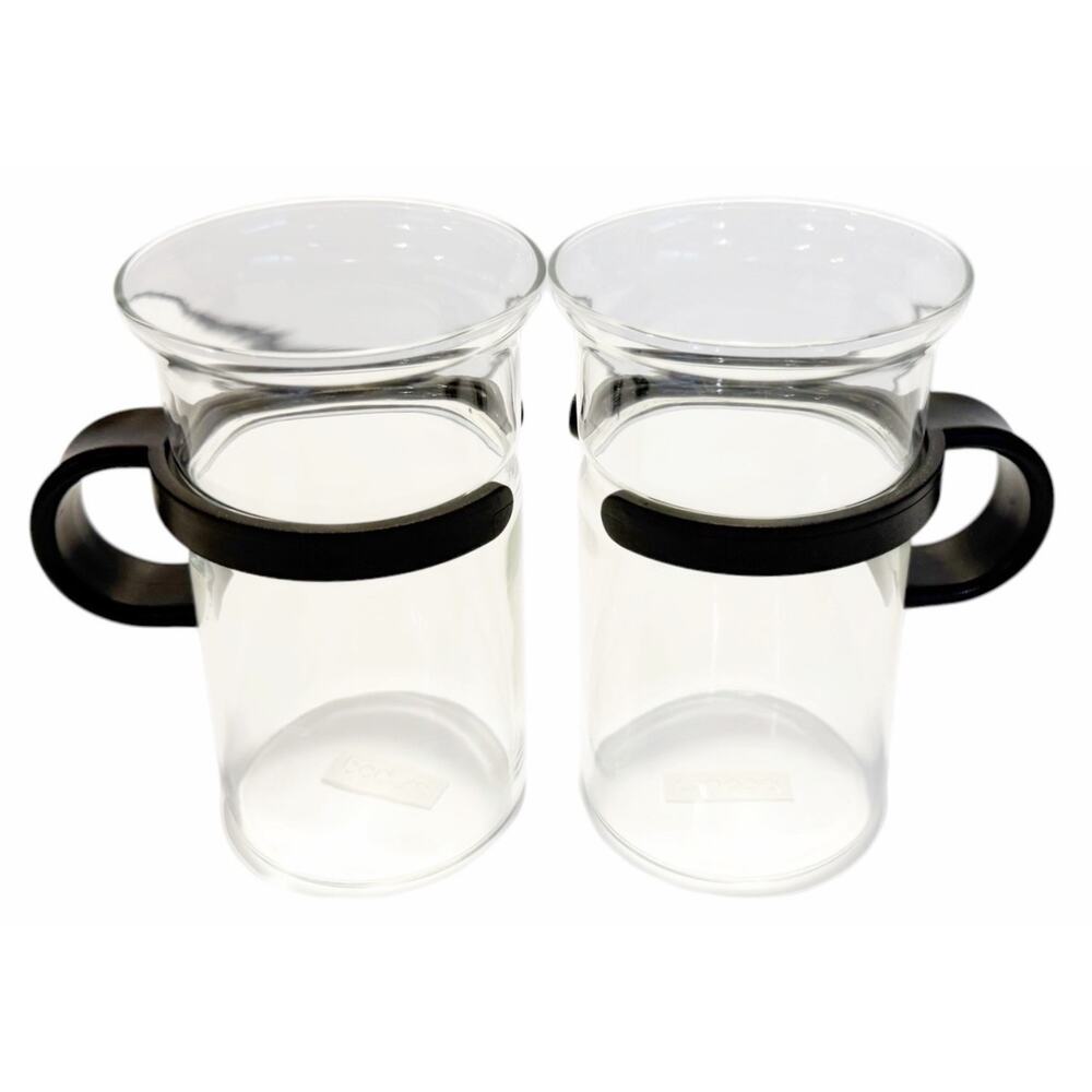 Vtg Set of 2 Bodum Clear Glass Bistro Tea Coffee Cup Mug Set Captain Picard TNG